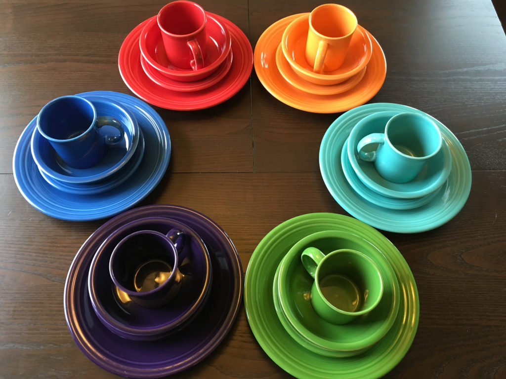 Color-coded Dinnerware at the WAYK House